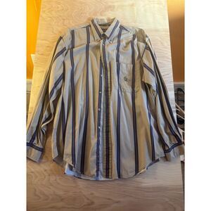 Vintage Nautica Mens Large Brown Long Sleeve Dress Shirt